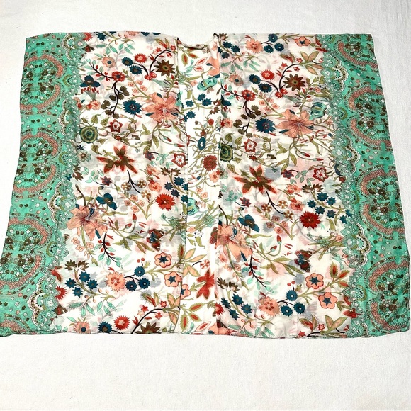 SOFT SURROUNDINGS BOHO FLORAL KIMONO DUSTER TOPPER COVER-UP OPEN CARDIGAN. O/S - Picture 5 of 8